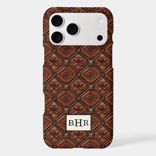 Brown Diamond Leather Monogrammed (Back)