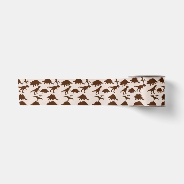 Brown Dinosaurs Satin Ribbon (Front)
