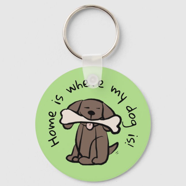 Brown Dog Button Key Chain (Front)