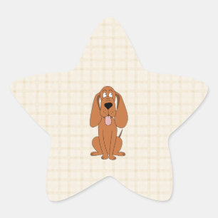 Brown Dog Cartoon. Hound. Star Sticker