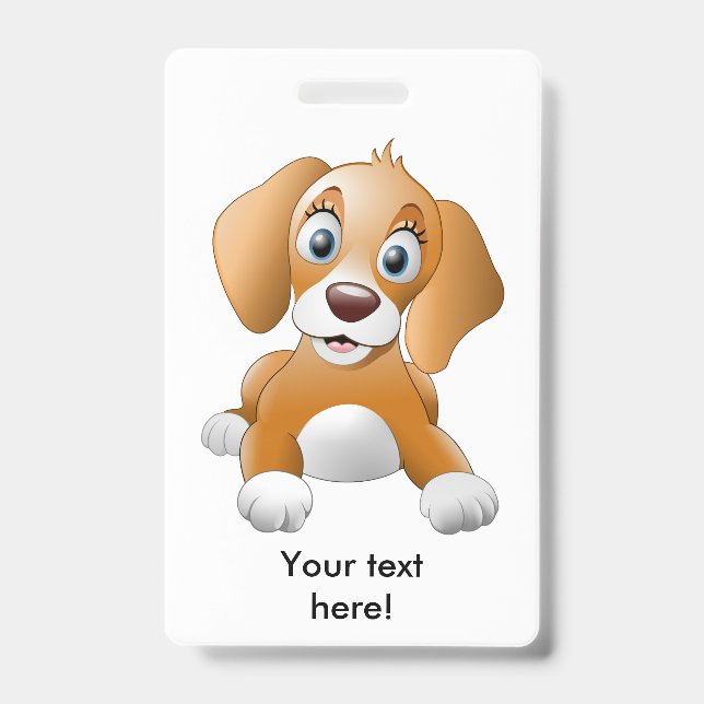 Brown dog clipart ID badge (Front)