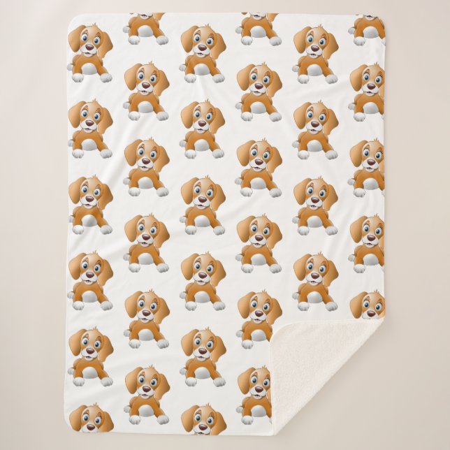 Brown dog clipart sherpa blanket (Front)