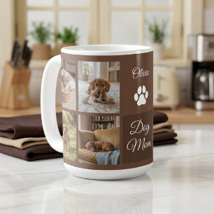 Brown Dog Mum Paw Print Eight Photos Custom Coffee Mug