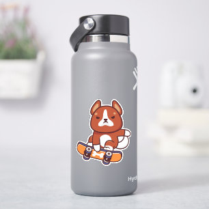 Brown Dog on Skateboard 4" Kiss Cut Vinyl Sticker