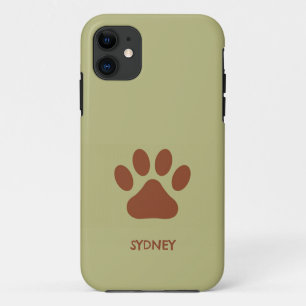 Brown dog paw custom name Case-Mate iPhone case