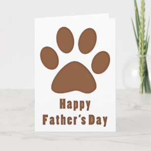 Brown Dog Paw Print Happy Father's Day Card