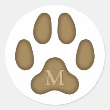 Brown Dog Paw Print Personalised Pet Monogram