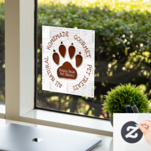 Brown Dog Paw with Pet Business Name Woof Art
