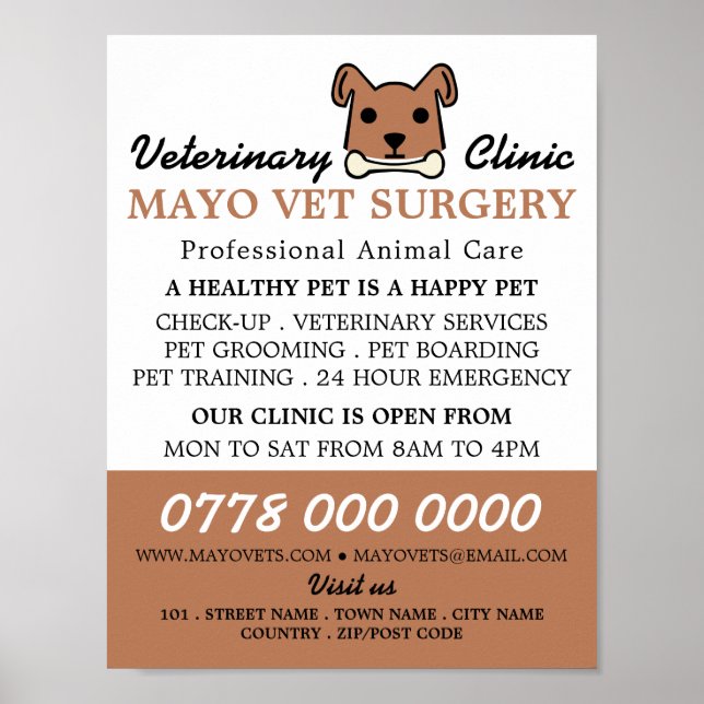 Brown Dog, Veterinarian, Veterinary Service Poster (Front)