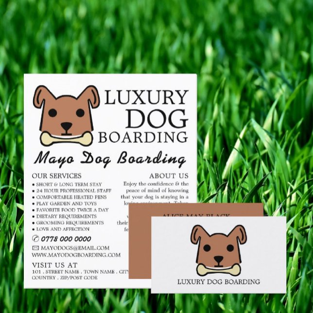 Brown Dog with Bone, Dog Boarding, Advertising Flyer (Creator Uploaded)