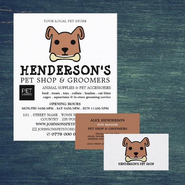 Brown Dog with Bone, Pet Store & Groomers Flyer (Creator Uploaded)