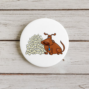Brown Dog with Pile of Bones Cute Pet 7.5 Cm Round Badge