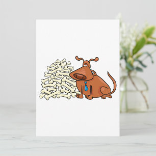 Brown Dog with Pile of Bones Cute Pet Invitation