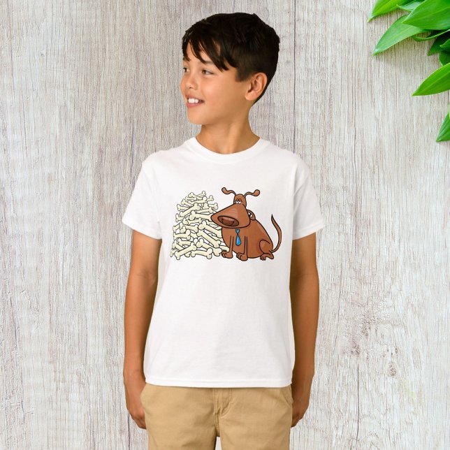 Brown Dog with Pile of Bones Cute Pet T-Shirt (Creator Uploaded)