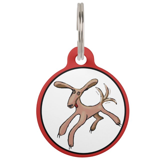 Brown dog with wagging tail pet tag (Front)