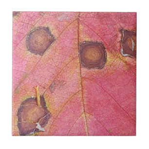Brown Dotted Red Fall Leaf Throw Pillow Tile