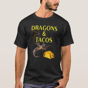Brown Dragon and Cheese Tacos Fantasy Mexican T-Shirt