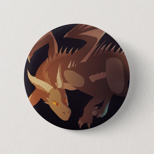 Brown Dragon Fantasy Art 6 Cm Round Badge (Front)