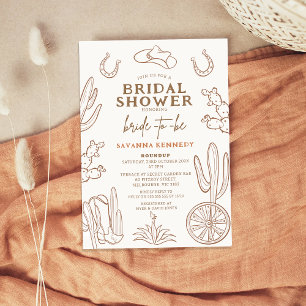 Brown Drawn Western Cowgirl Bridal Shower Invitation
