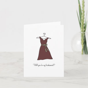 Brown Dress, Will you be my bridesmaid? Invitation