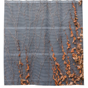 Brown dried leaves on water shower curtain