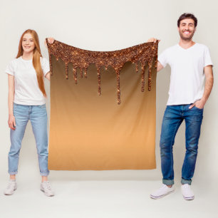 Brown Dripping Glitter Fleece Blanket