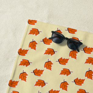 Brown dry leaves pattern beach towel
