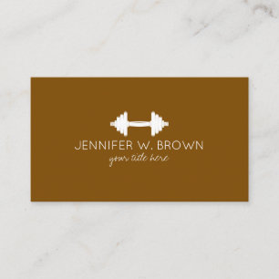 Brown Dumbbell Fitness Personal Trainer Coach Business Card