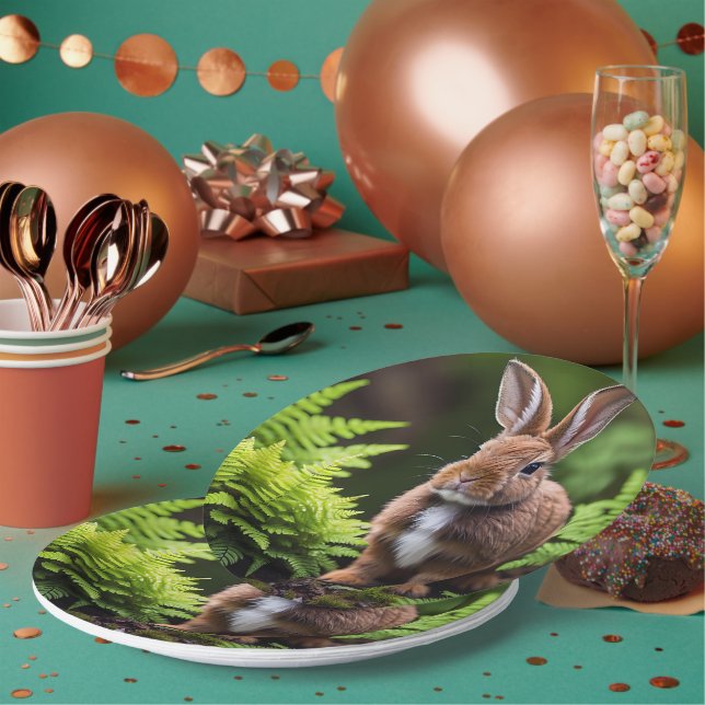 Brown Dwarf Bunny In The Fernery, Paper Plate (Multi)