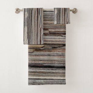 Brown earth tone rock layer photo bath towel set