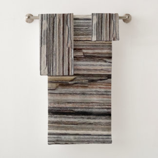 Brown earth tone rock layer photo bath towel set