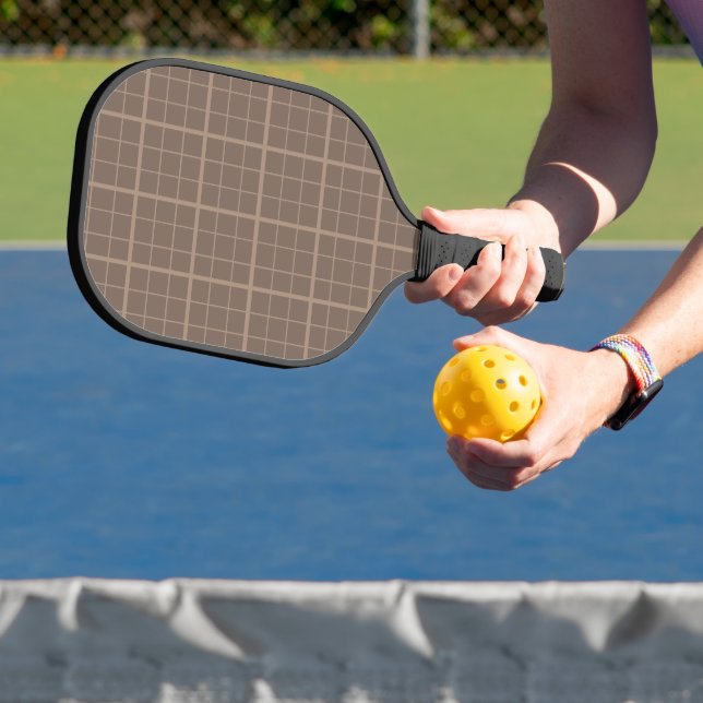 Brown Earth Tone Windowpane Check  Pickleball Paddle (Insitu)