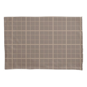 Brown Earth Tone Windowpane Check Pillowcase