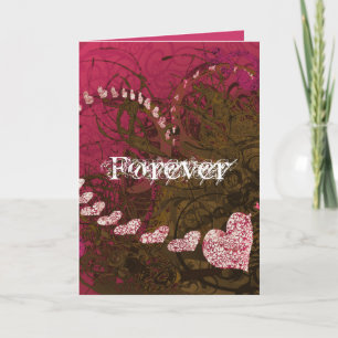 Brown Earth Tones Abstract Art Red Heart Swirls  Holiday Card