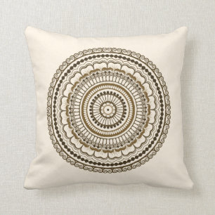 Brown Earth Tones Henna Mandala Cushion