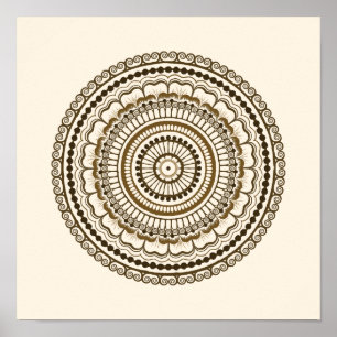 Brown Earth Tones Henna Mandala Poster