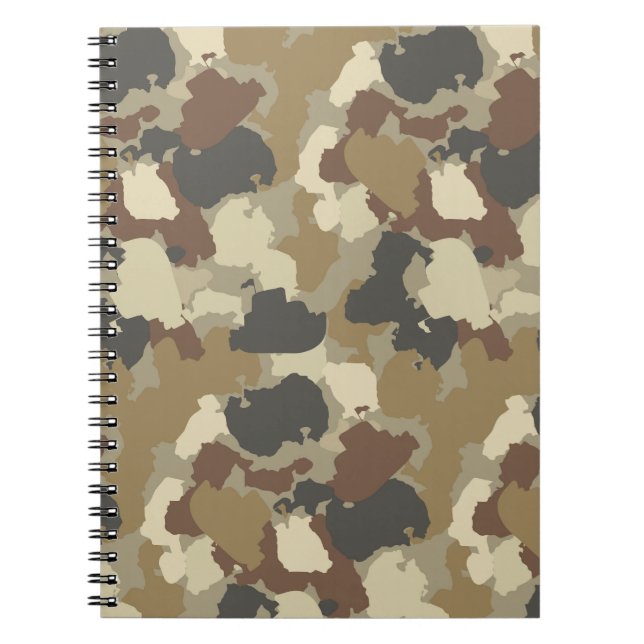 Brown Earth Tones Military Camouflage Notebook (Front)