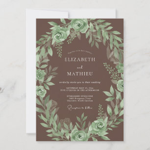 Brown Earthy Botanical Wedding Invitation