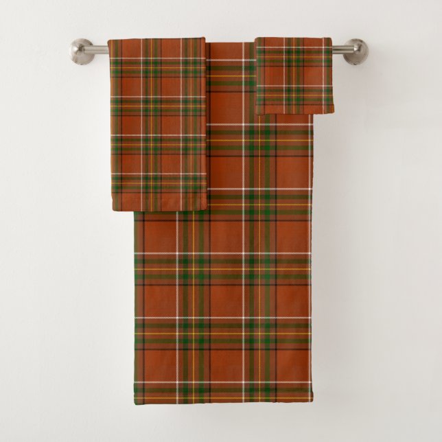 Brown Earthy Plaid Tartan  Bath Towel Set (Insitu)