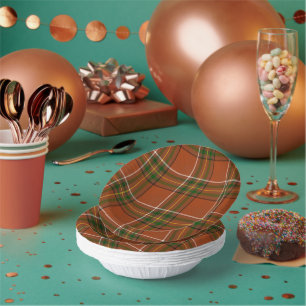 Brown Earthy Plaid Tartan  Paper Plate
