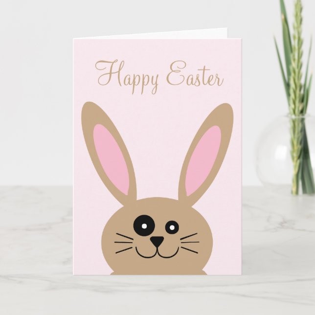 Brown Easter Bunny Holiday Card (Front)