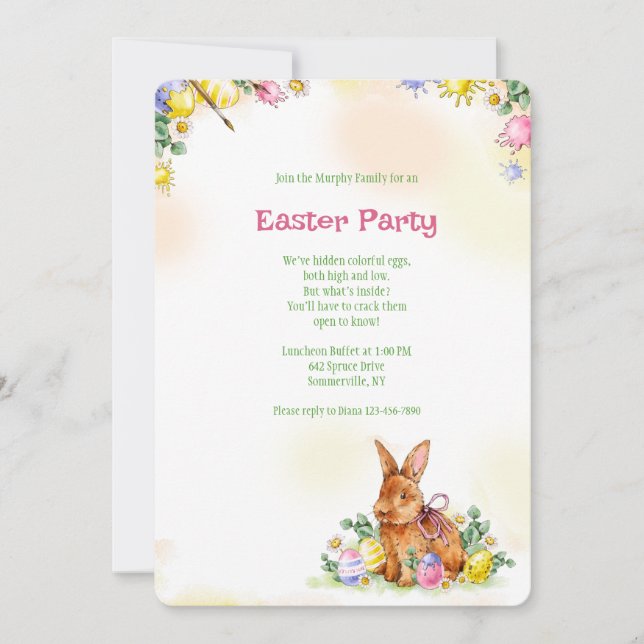 Brown Easter Bunny Party Invitation (Front)