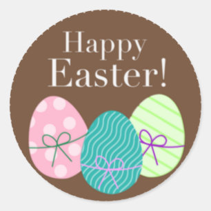 Brown Easter Eggs Happy Easter Classic Round Sticker