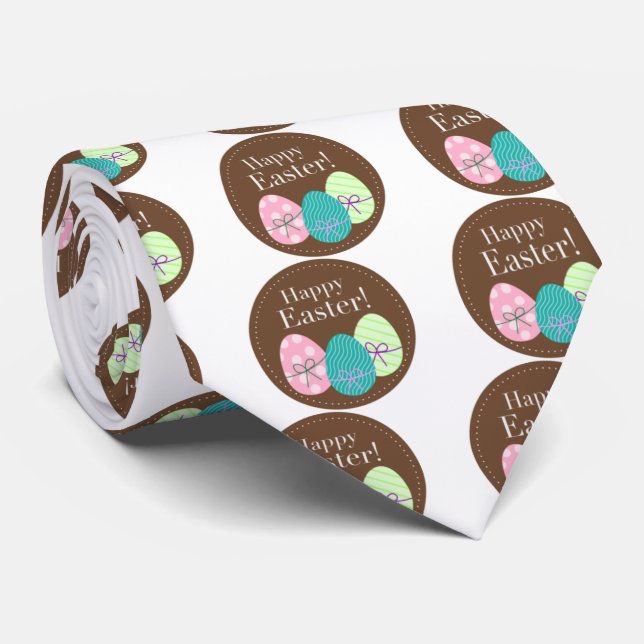 Brown Easter Eggs Happy Easter Tie (Rolled)
