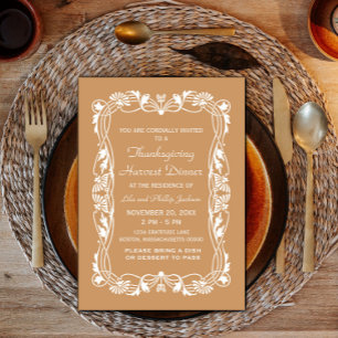 Brown Elegant Border Thanksgiving Invite