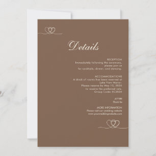 Brown Elegant Calligraphy Wedding Details Card