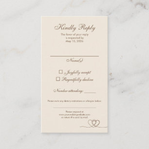 Brown Elegant Calligraphy Wedding RSVP Card