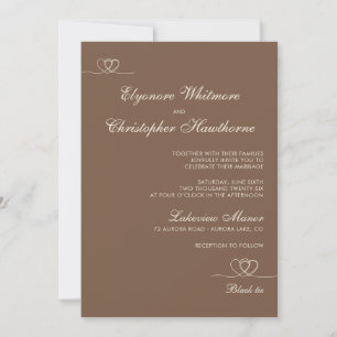 Brown Elegant Chic Calligraphy Wedding Invitation