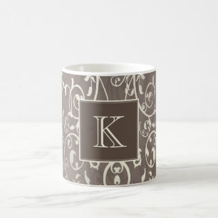 Brown Elegant Flourish Monogram Mug