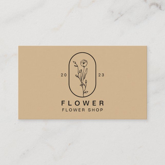 Brown Elegant Girly Flower Florist Floral Business Card (Front)